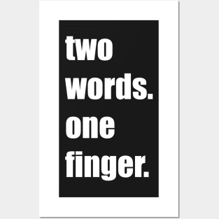 Funny, sarcastic, funny gift, best friends gift, two words, one finger, middle finger Posters and Art